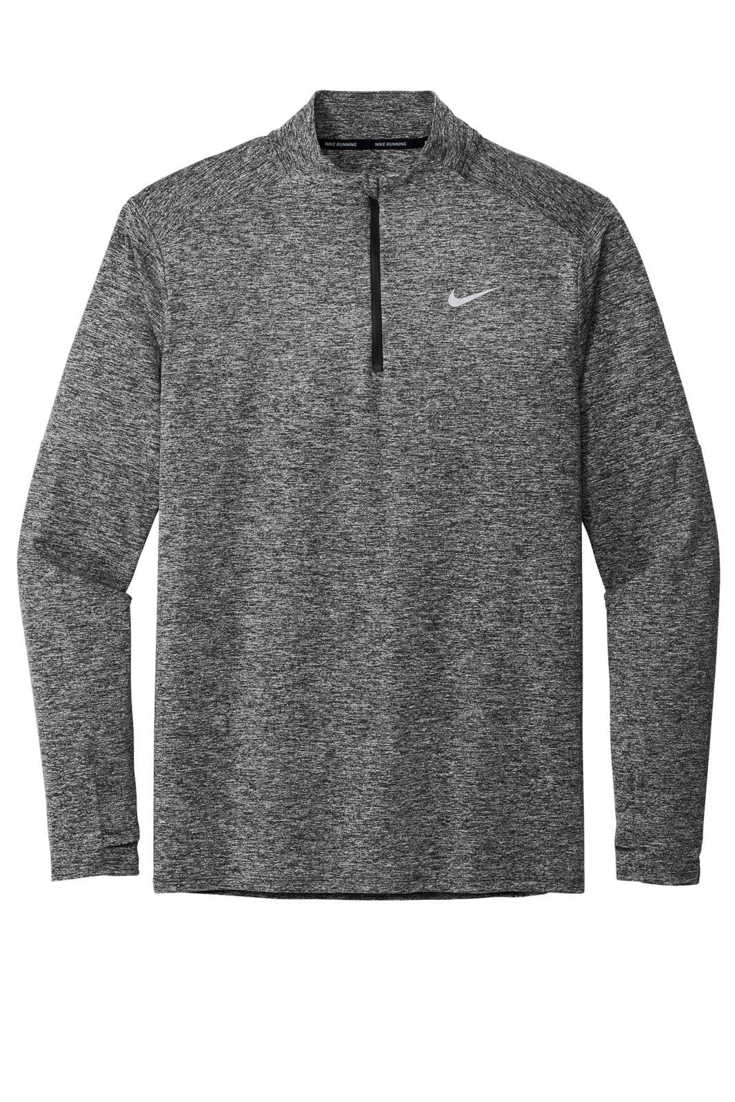 A grey Nike Dri-FIT Element 1/2-Zip Top with long sleeves and a collar. It features a small logo.