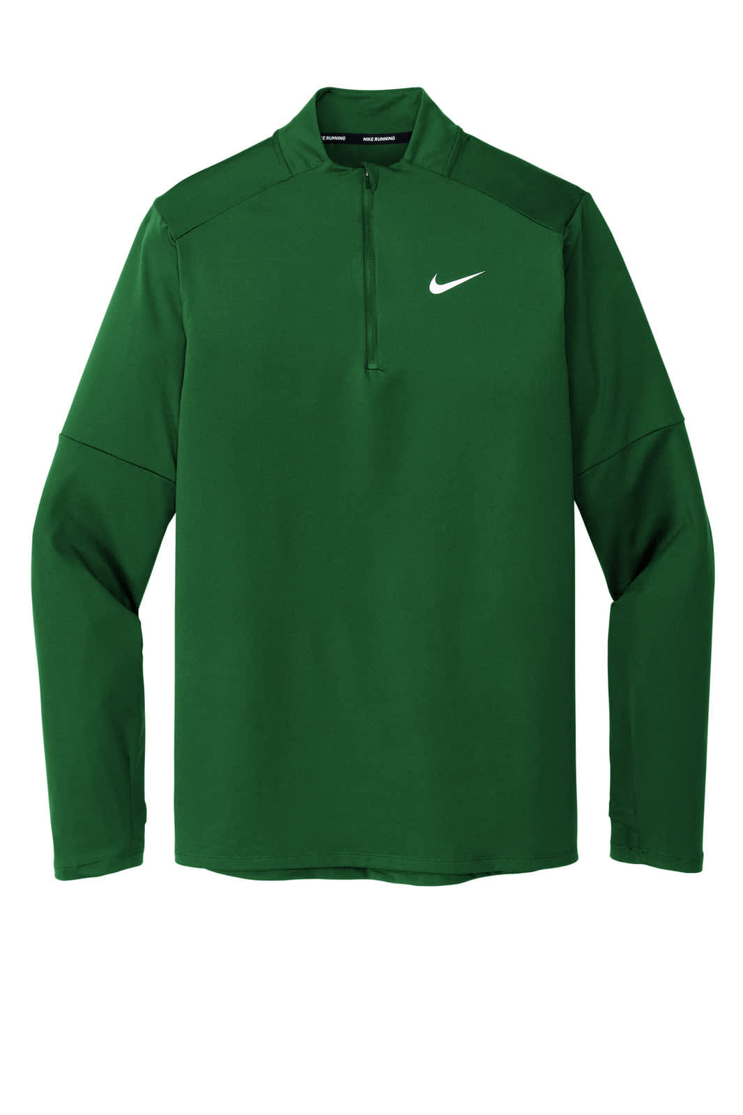 A green Nike Dri-FIT Element 1/2-Zip Top with long sleeves and a high collar, featuring a logo.