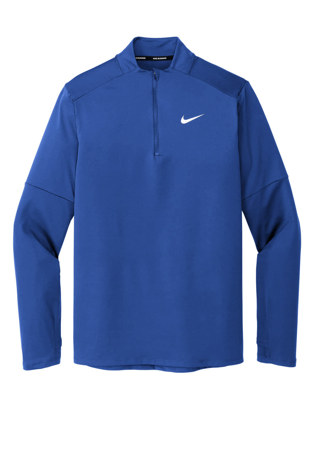 A blue Nike Dri-FIT Element 1/2-Zip Top featuring long sleeves and a logo on the chest.