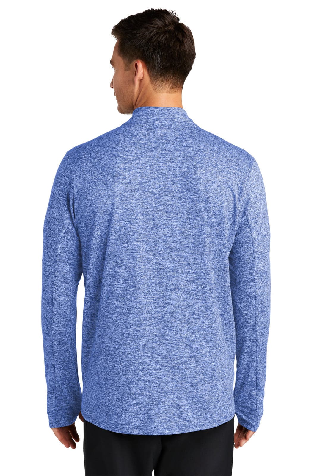 A blue Nike Dri-FIT Element 1/2-Zip Top is displayed, featuring a high collar and long sleeves.