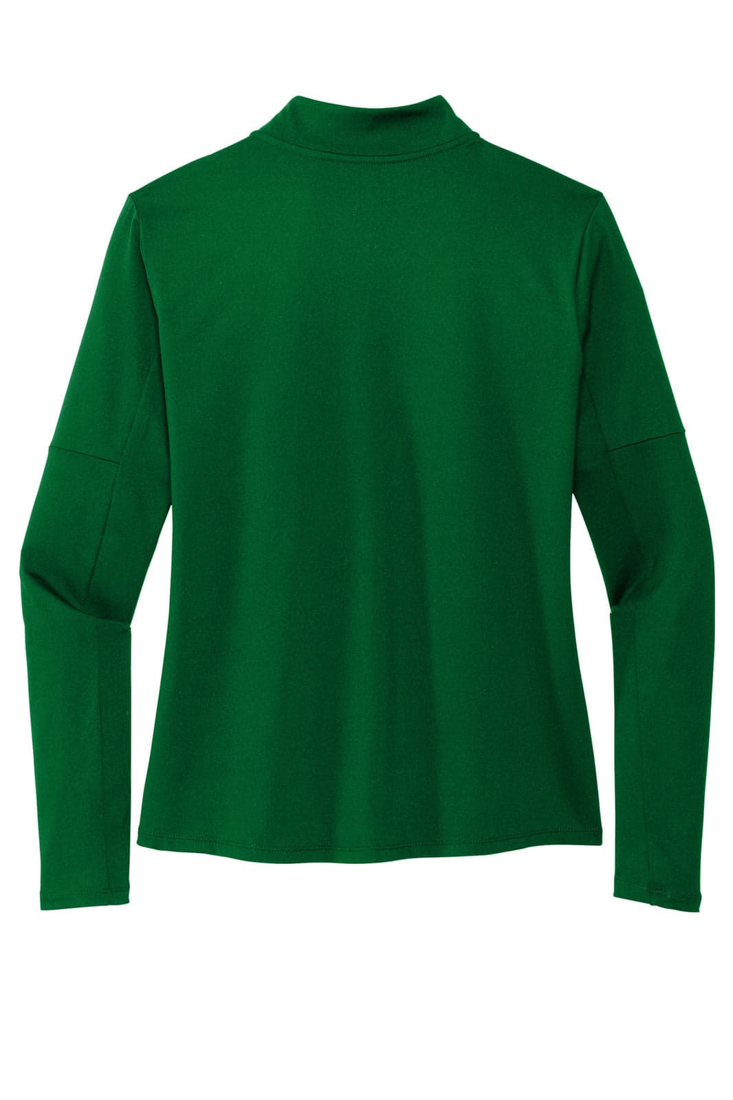 A green Nike ladies' Dri-FIT Element 1/2-zip top with long sleeves and a mock neck. It has a logo on it.