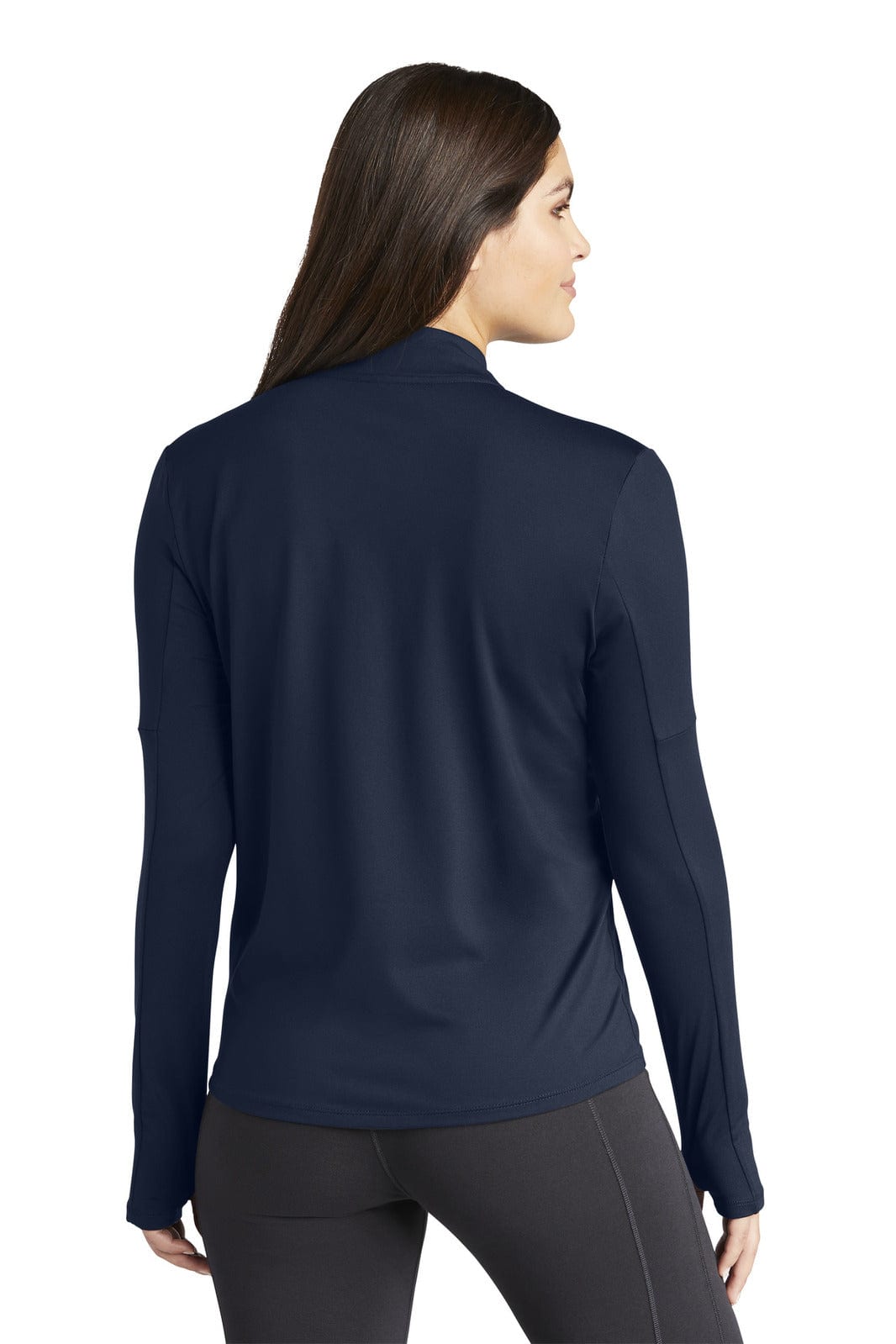 A navy Nike Ladies Dri-FIT Element 1/2-Zip Top, featuring a simple design and long sleeves.