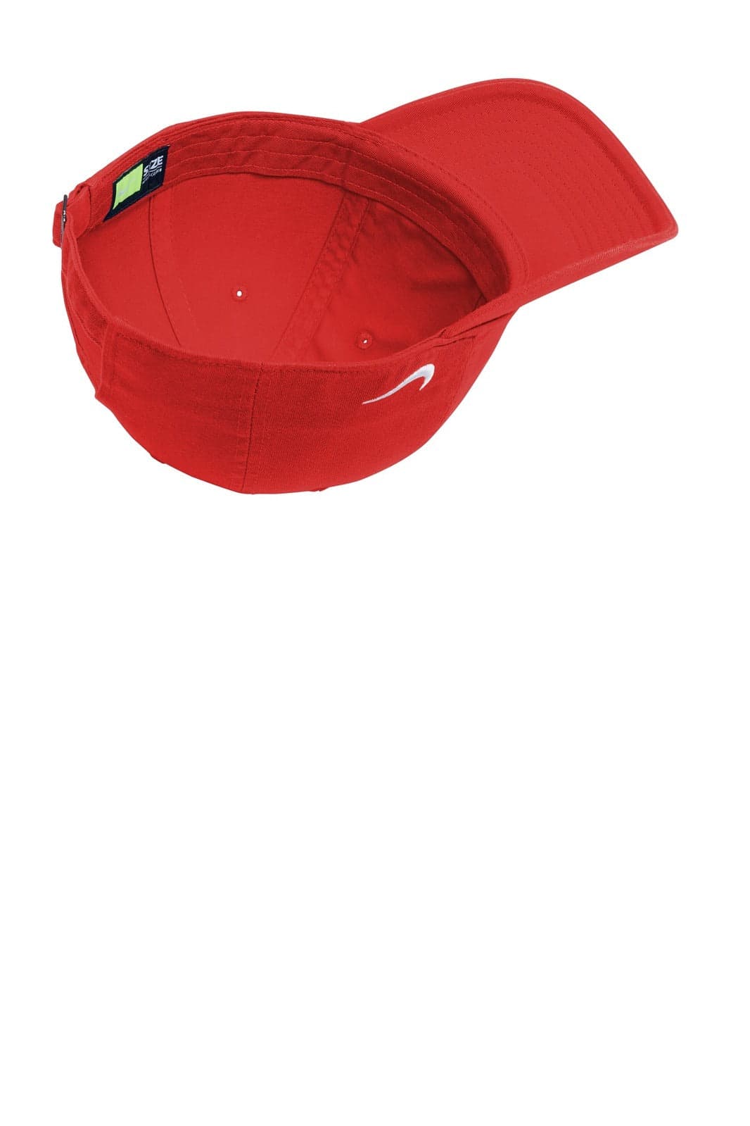 A red Nike Heritage 86 cap with a curved visor and one logo. The interior features stitching and ventilation holes.
