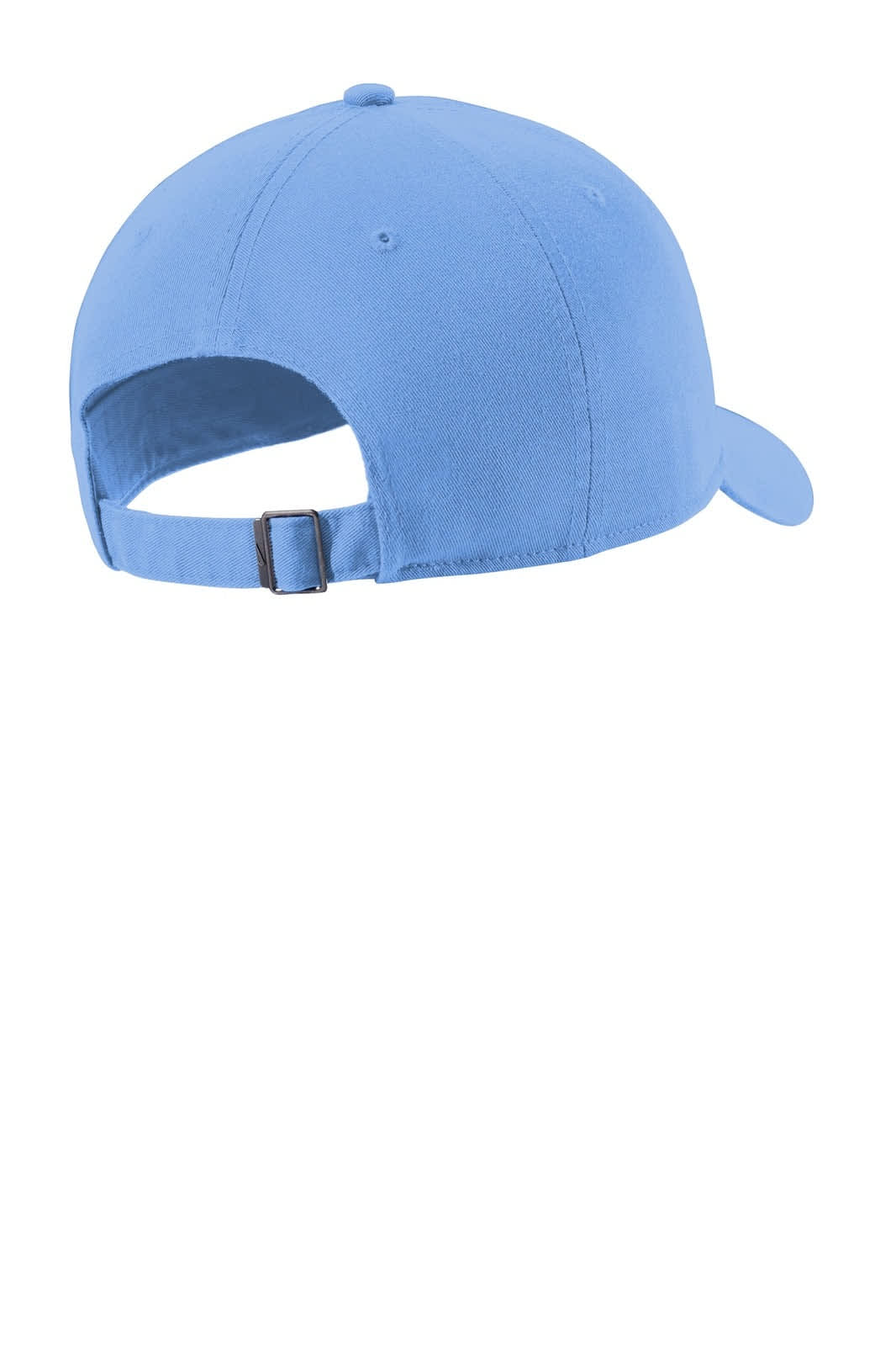 A blue cap featuring a curved brim, adjustable strap, and a logo on the back.