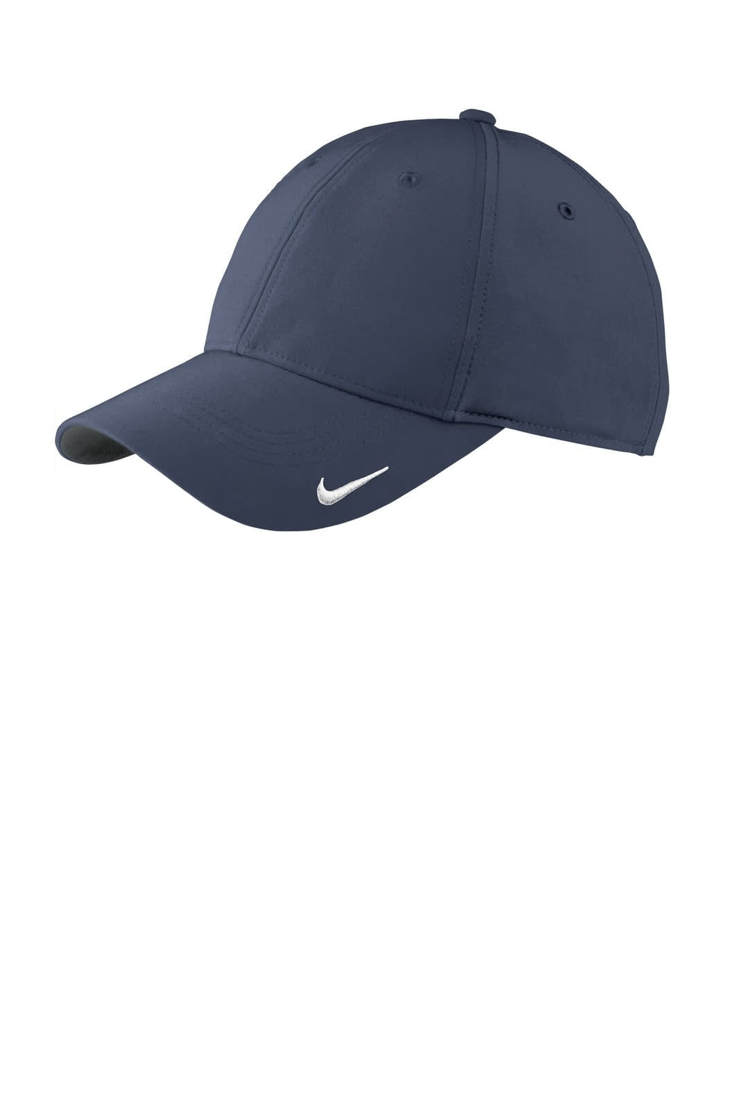 A navy blue cap featuring a logo, designed as a promotional product in headwear.