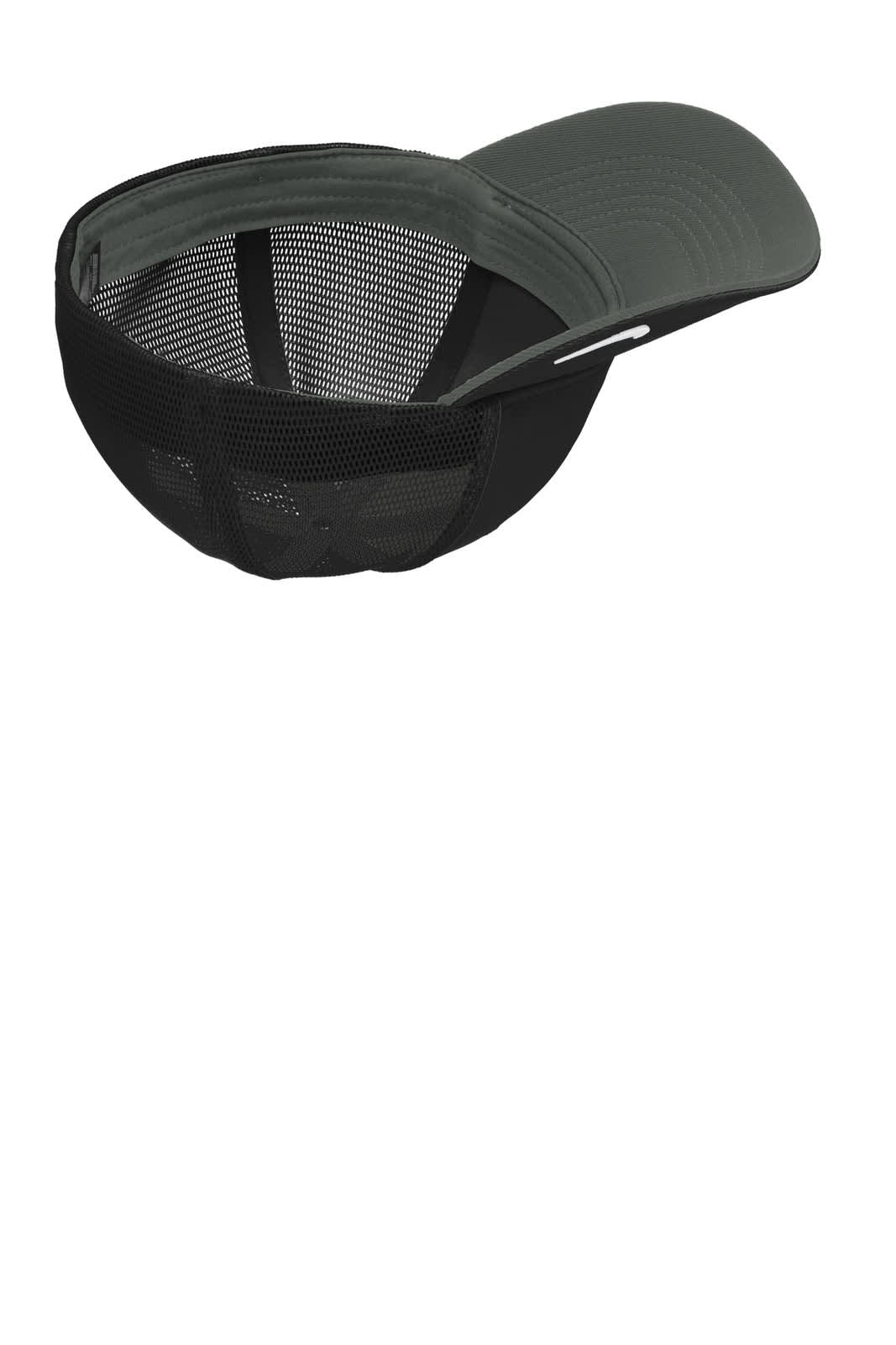 A black and dark green Nike Dri-FIT mesh back cap featuring a curved visor and a mesh interior.