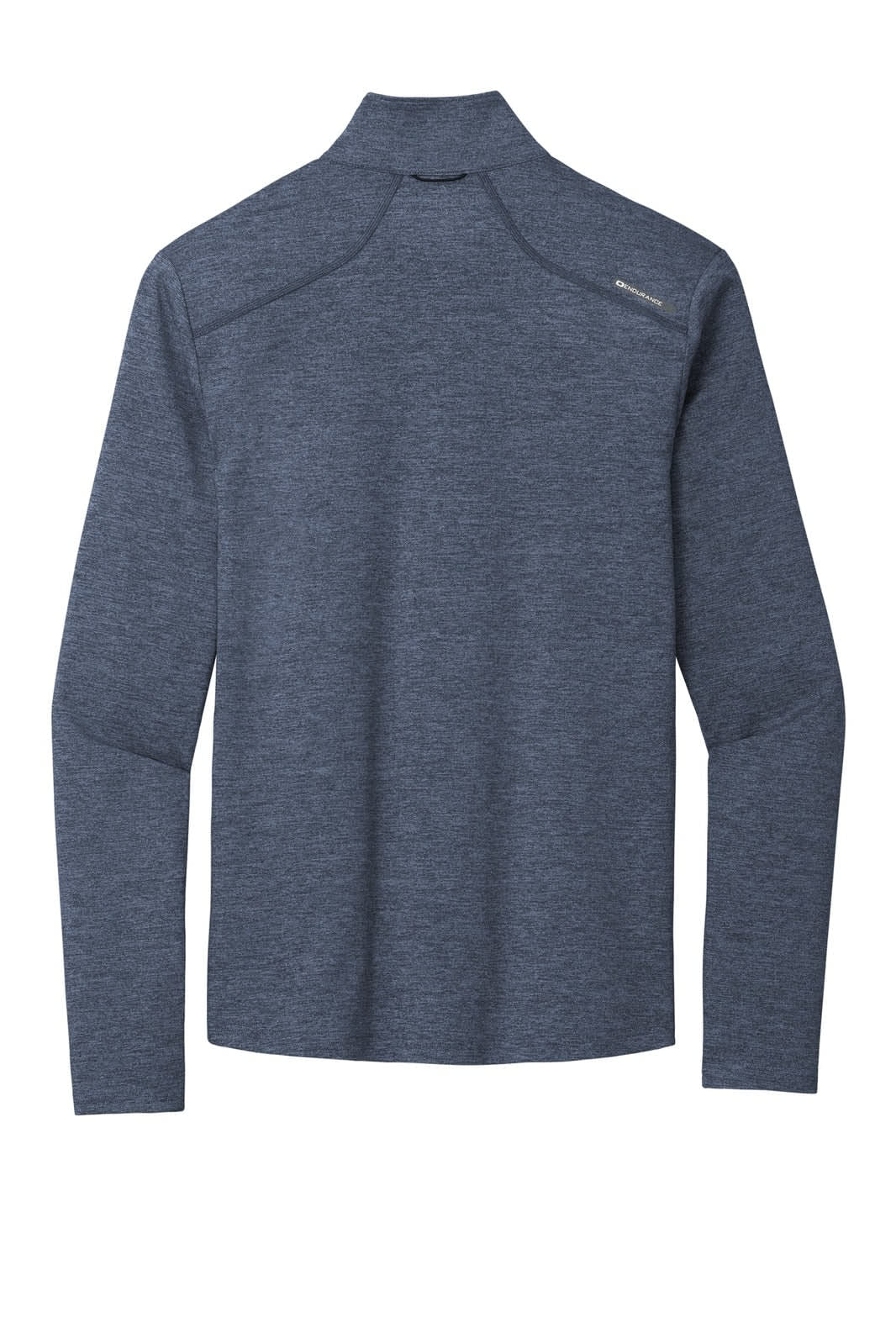 A navy blue OGIO ENDURANCE Force 1/4-Zip pullover with long sleeves and a high collar, featuring a logo.