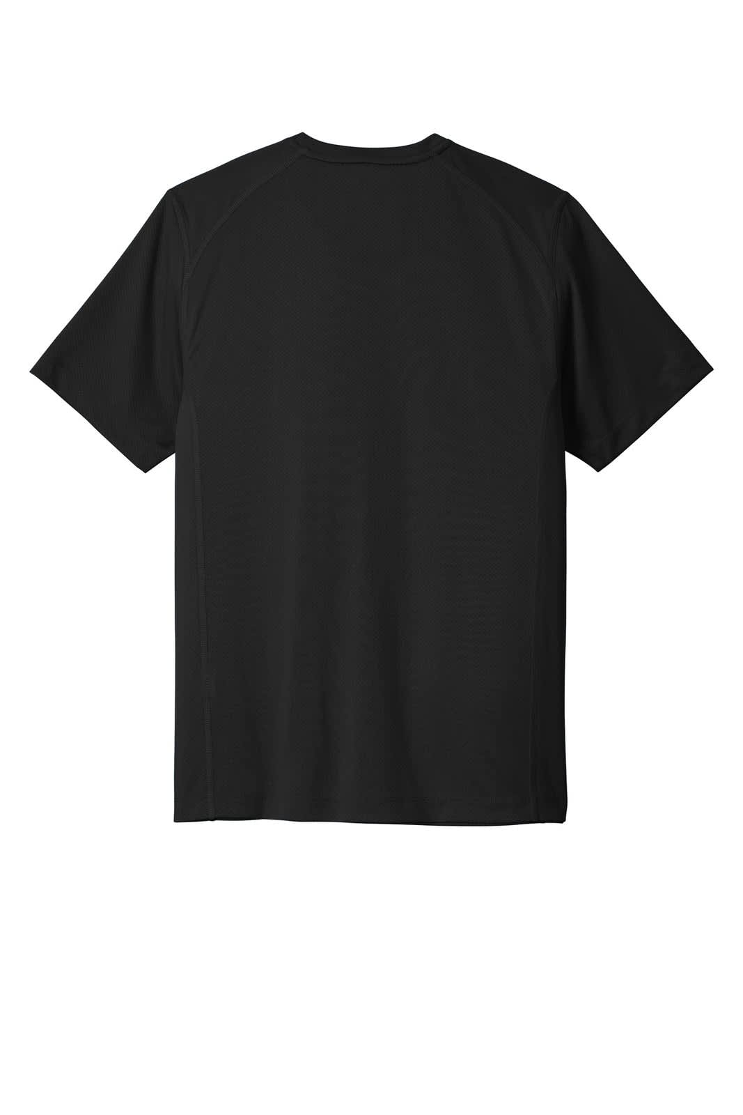A black OGIO ENDURANCE Level Mesh Tee, featuring a simple design and a visible logo.