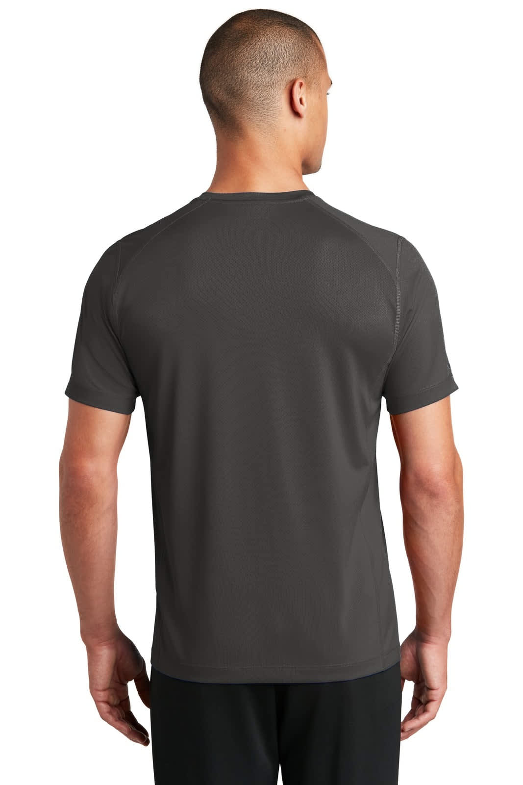 A grey OGIO ENDURANCE Level Mesh Tee displayed from the back, featuring a logo on the garment.