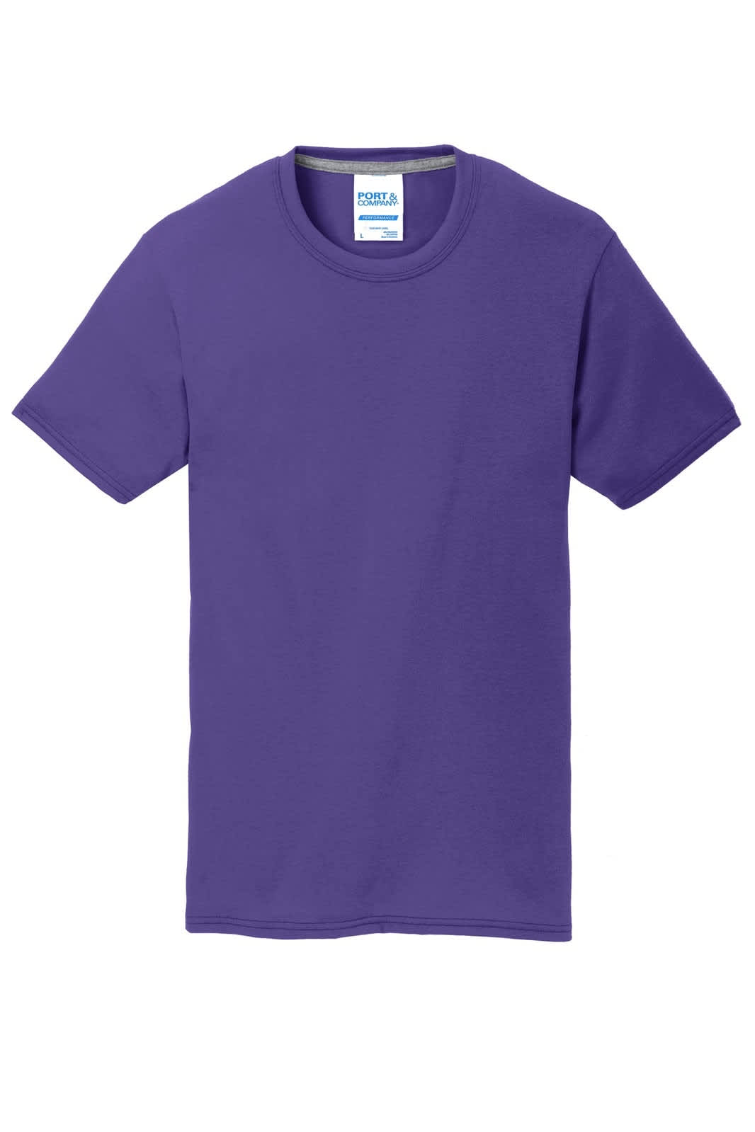 A purple short-sleeve t-shirt with a brand label inside the collar.