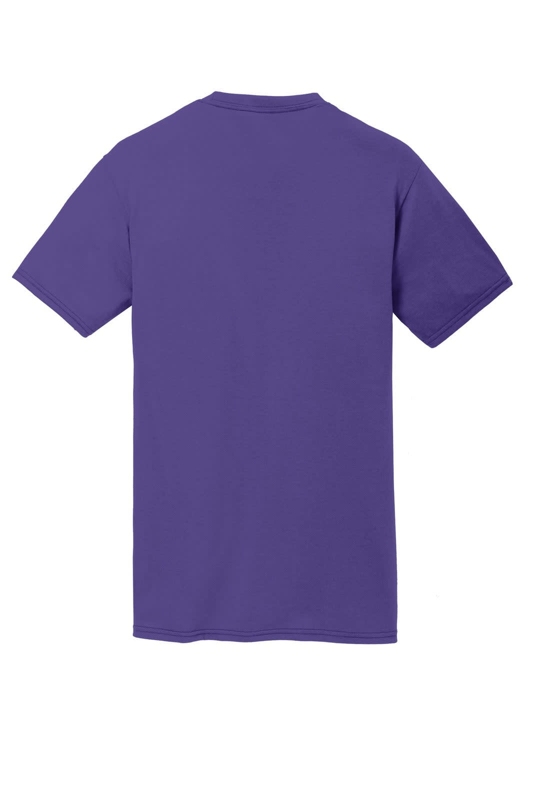 A purple T-shirt featuring a plain back design and a logo. Ideal for casual wear or promotional use.