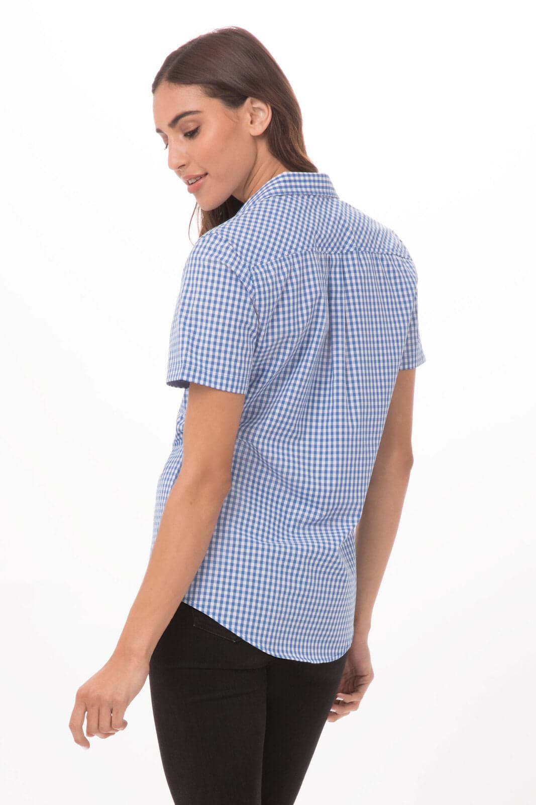 Modern Gingham Women's Short Sleeve Dress Shirt