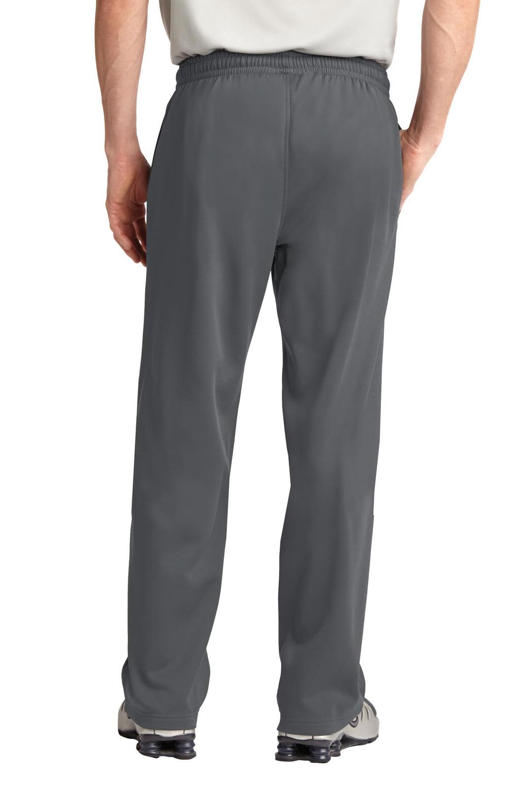 Sport-Tek Sport-Wick fleece pants in grey, featuring an elastic waistband and a back view without any visible logos.