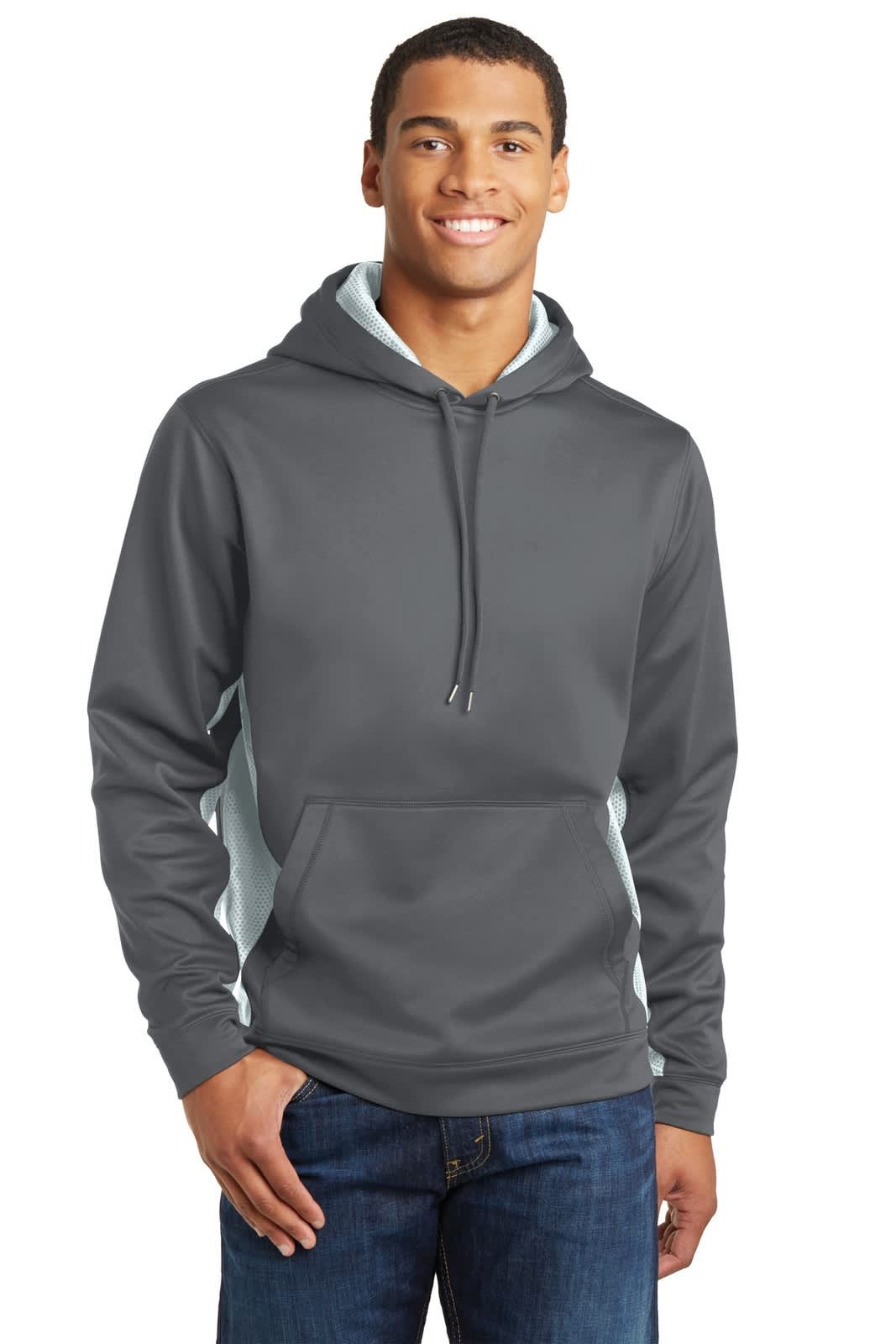 Sport-Tek Sport-Wick CamoHex Fleece Colorblock Hooded Pullover