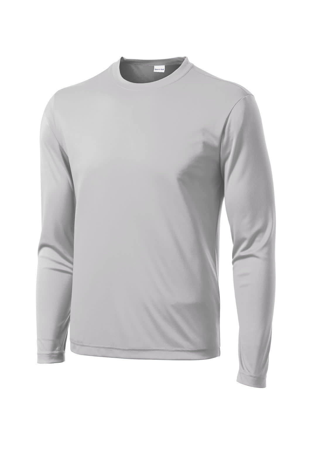 A light grey long sleeve t-shirt with a smooth finish and a logo on the chest. Suitable as a casual wear option.