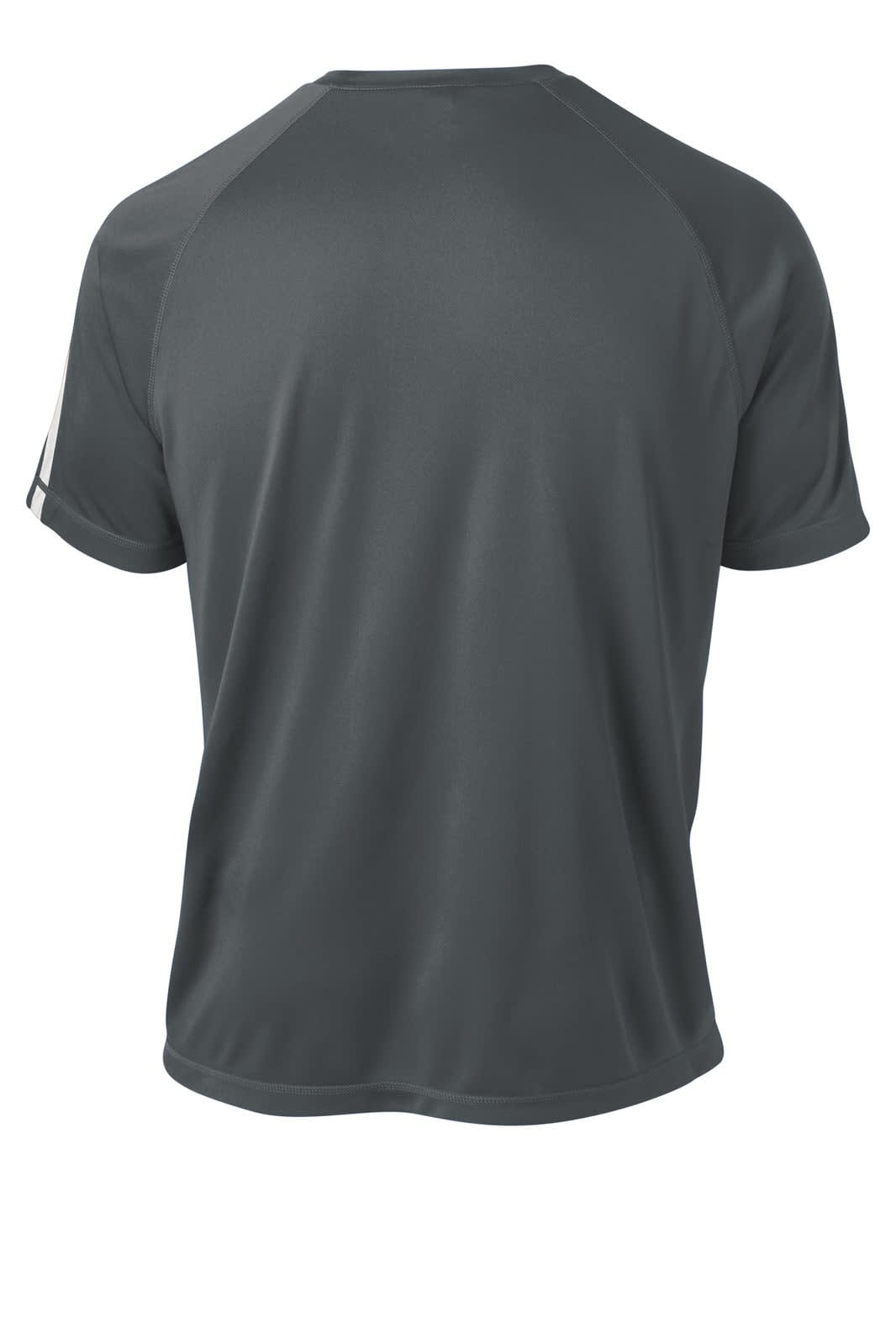 A grey Sport-Tek Colorblock PosiCharge Competitor Tee featuring a logo on the back.