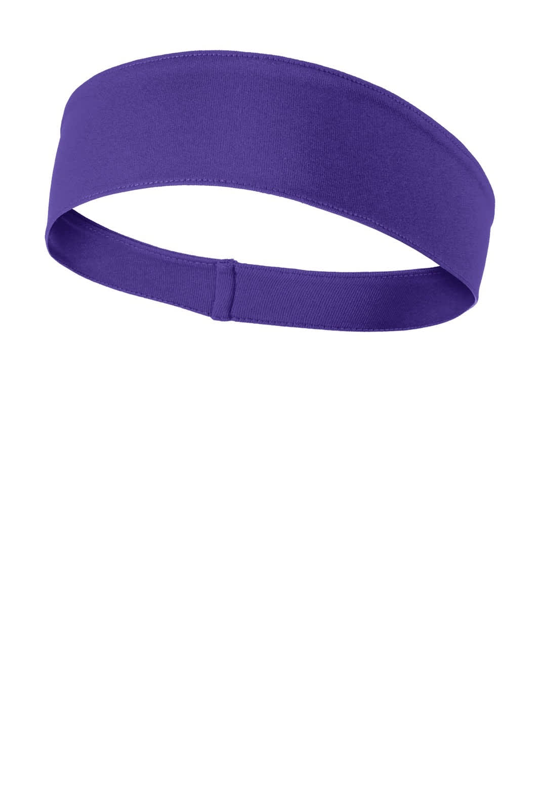 A purple headband made of soft fabric, featuring a simple design and an elastic band for a secure fit.