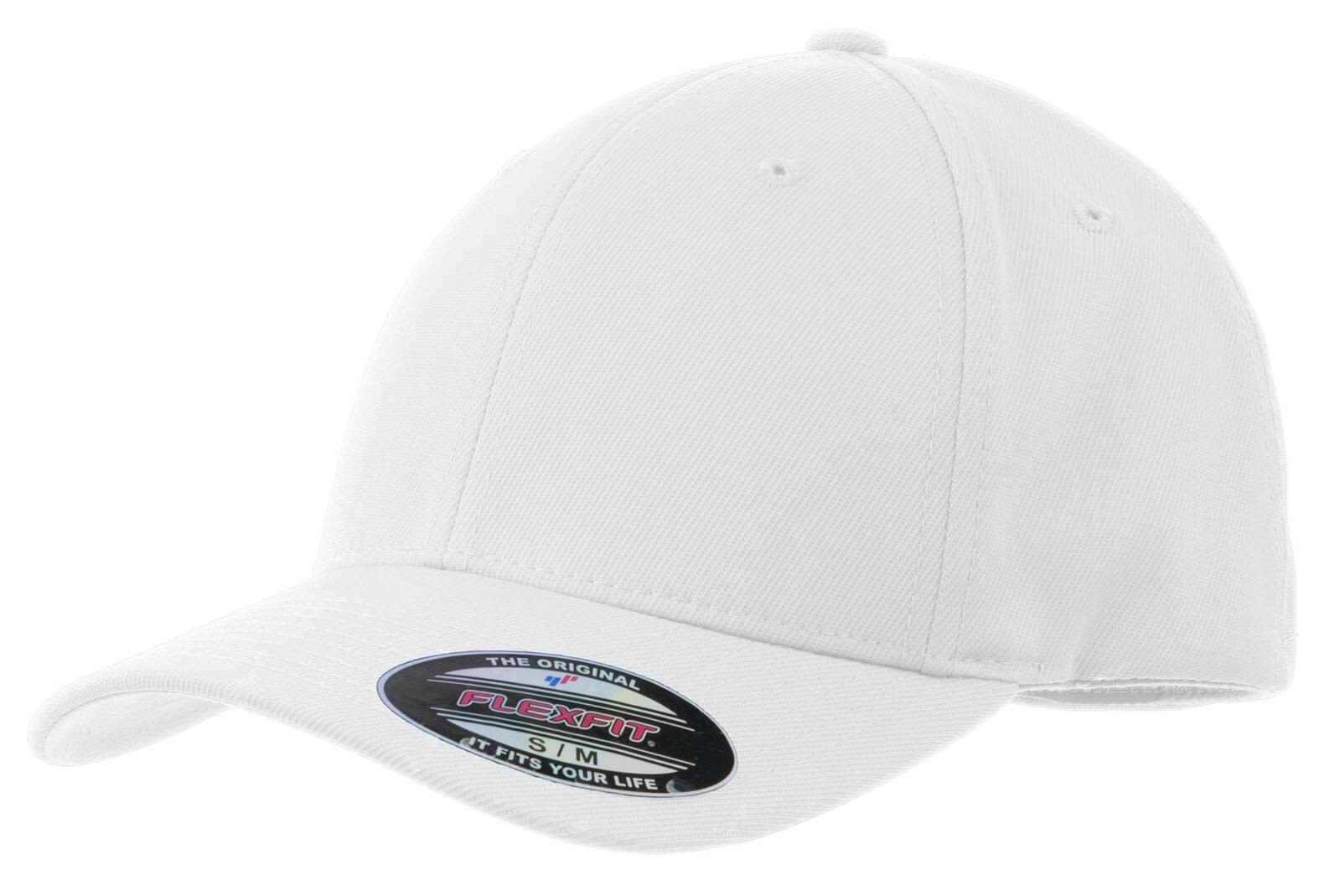 A white cap featuring a solid design and a logo on the front. Ideal for casual wear or sporty occasions.