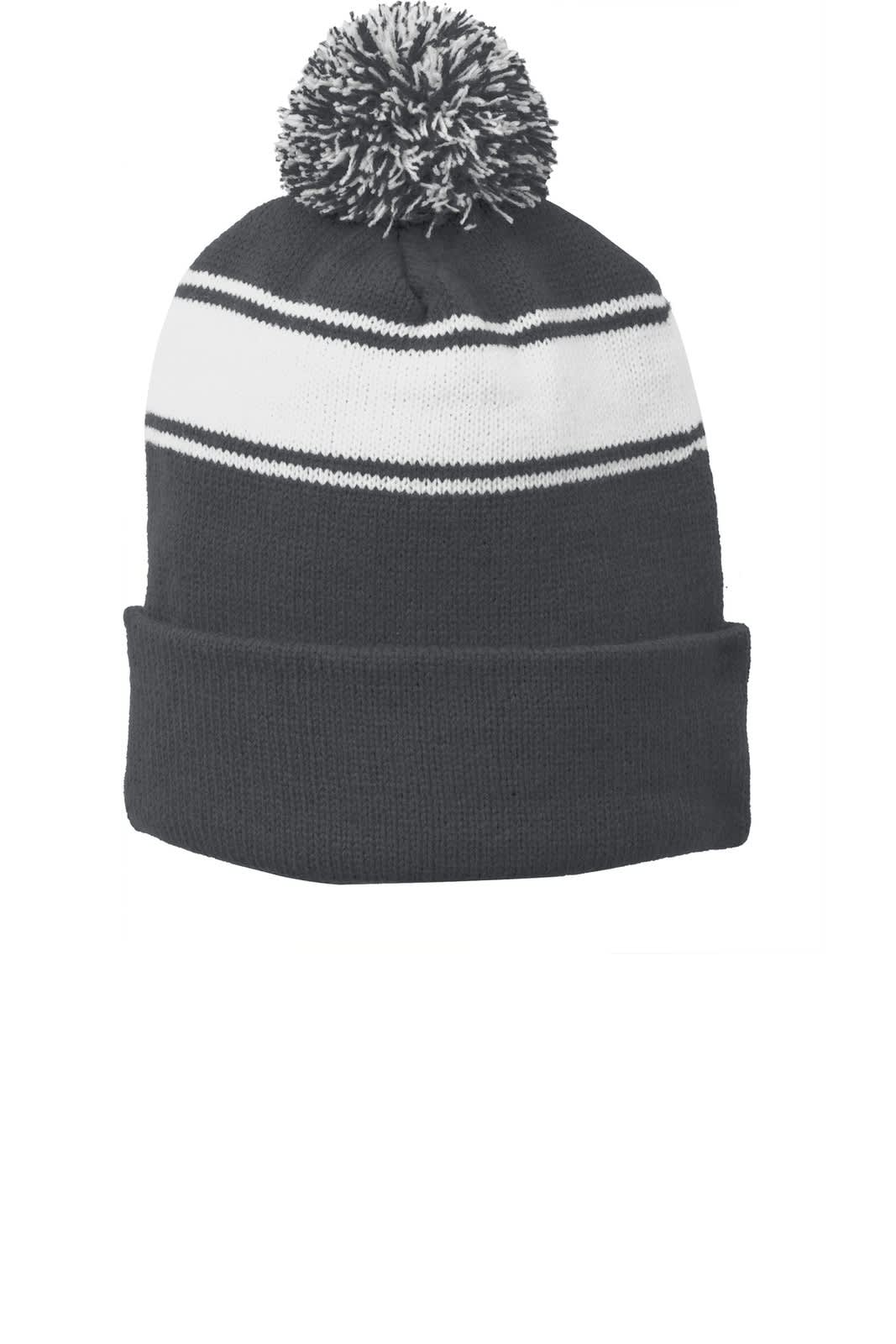 Sport-Tek Stripe Pom Pom Beanie