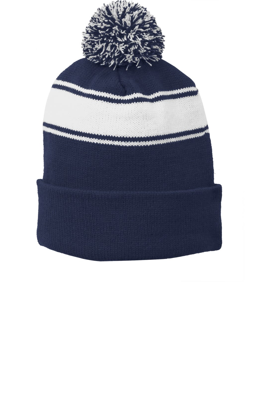 Sport-Tek Stripe Pom Pom Beanie
