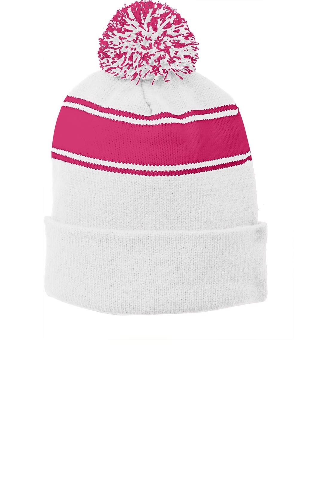Sport-Tek Stripe Pom Pom Beanie
