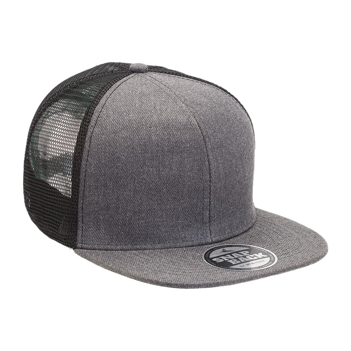 Heathered Flat Peak Trucker - 4396 Image Charcoal Heather,Black