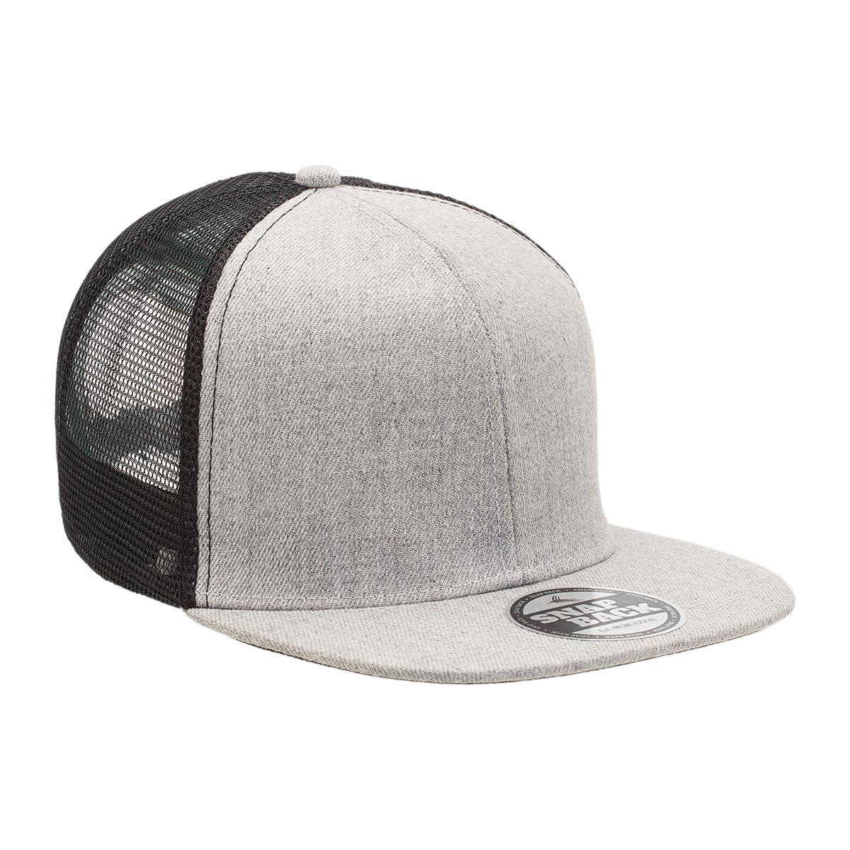 Heathered Flat Peak Trucker - 4396 Image Grey Heather,Black