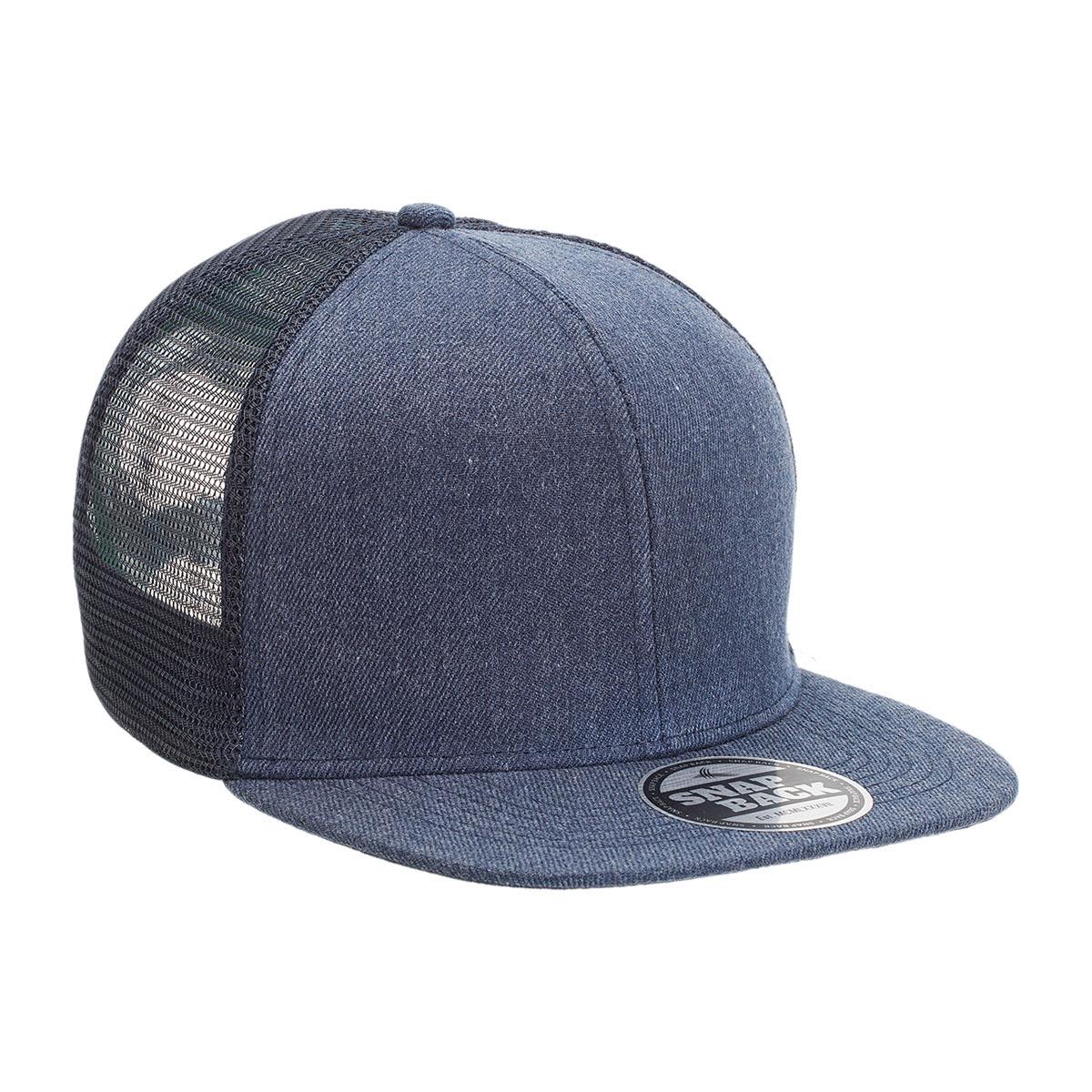 Heathered Flat Peak Trucker - 4396 Image Navy Heather,Navy