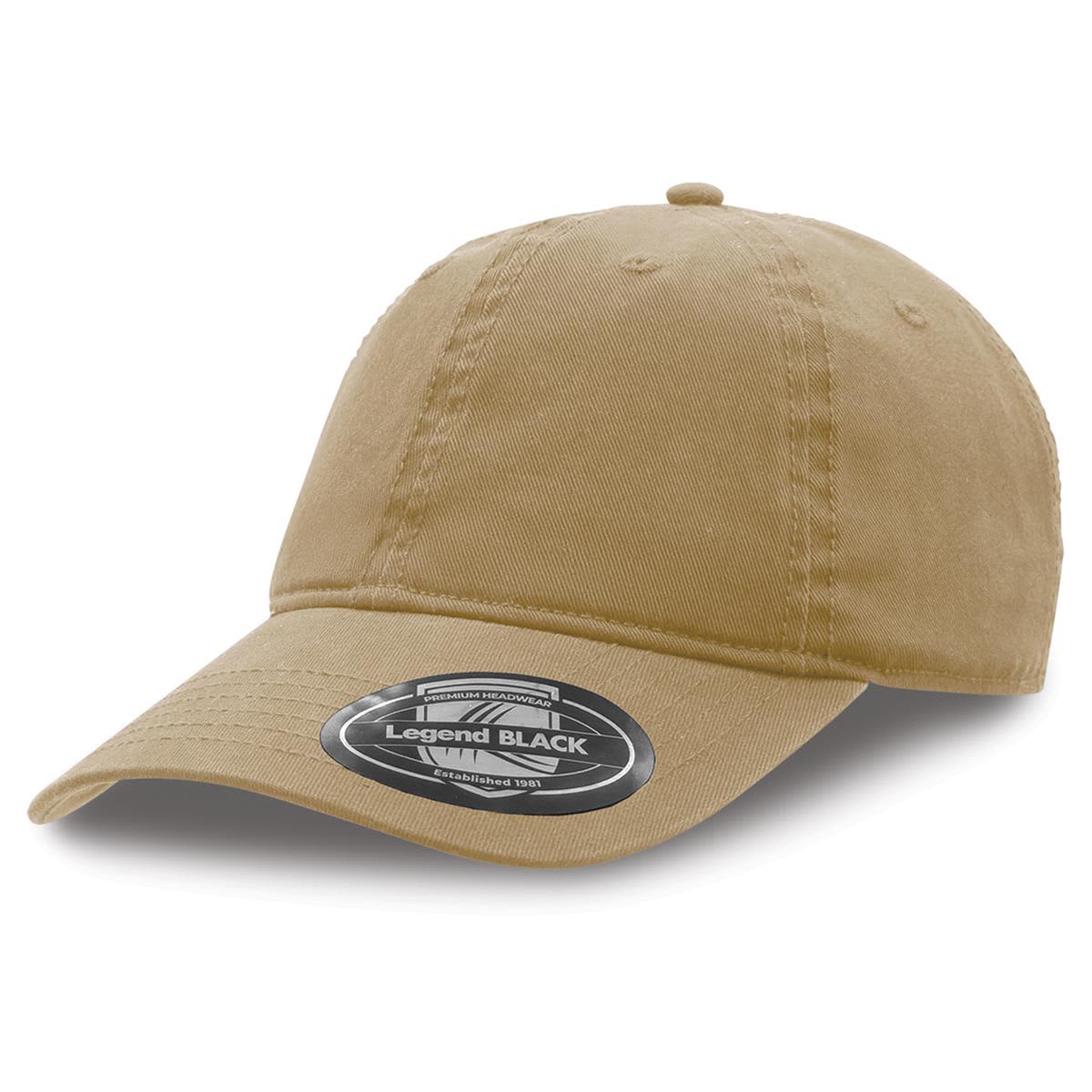 Nomad Dad Hat LE-7100 A khaki cap with a curved brim and a logo on the front. Suitable for casual wear.