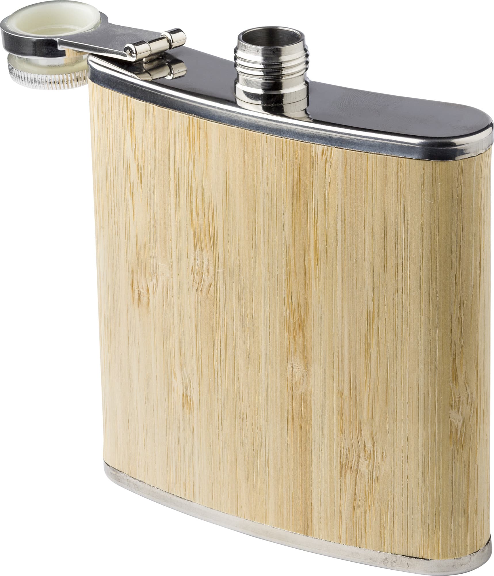 Stainless steel and bamboo hip flask Hayden
