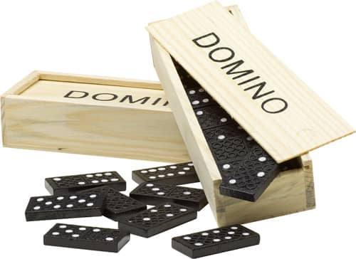 Wooden box with domino game