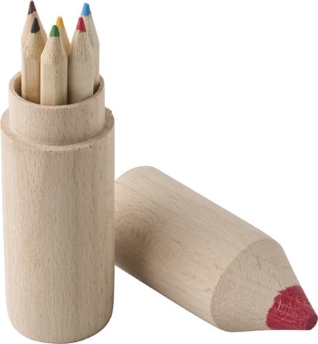 Wooden tube with pencils