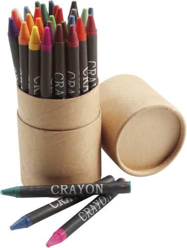 Cardboard tube with crayons