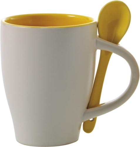 Ceramic mug with spoon