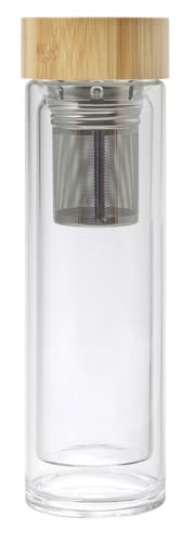 Bamboo and glass double walled bottle