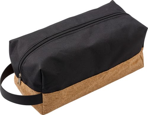 Polyester and cork toilet bag