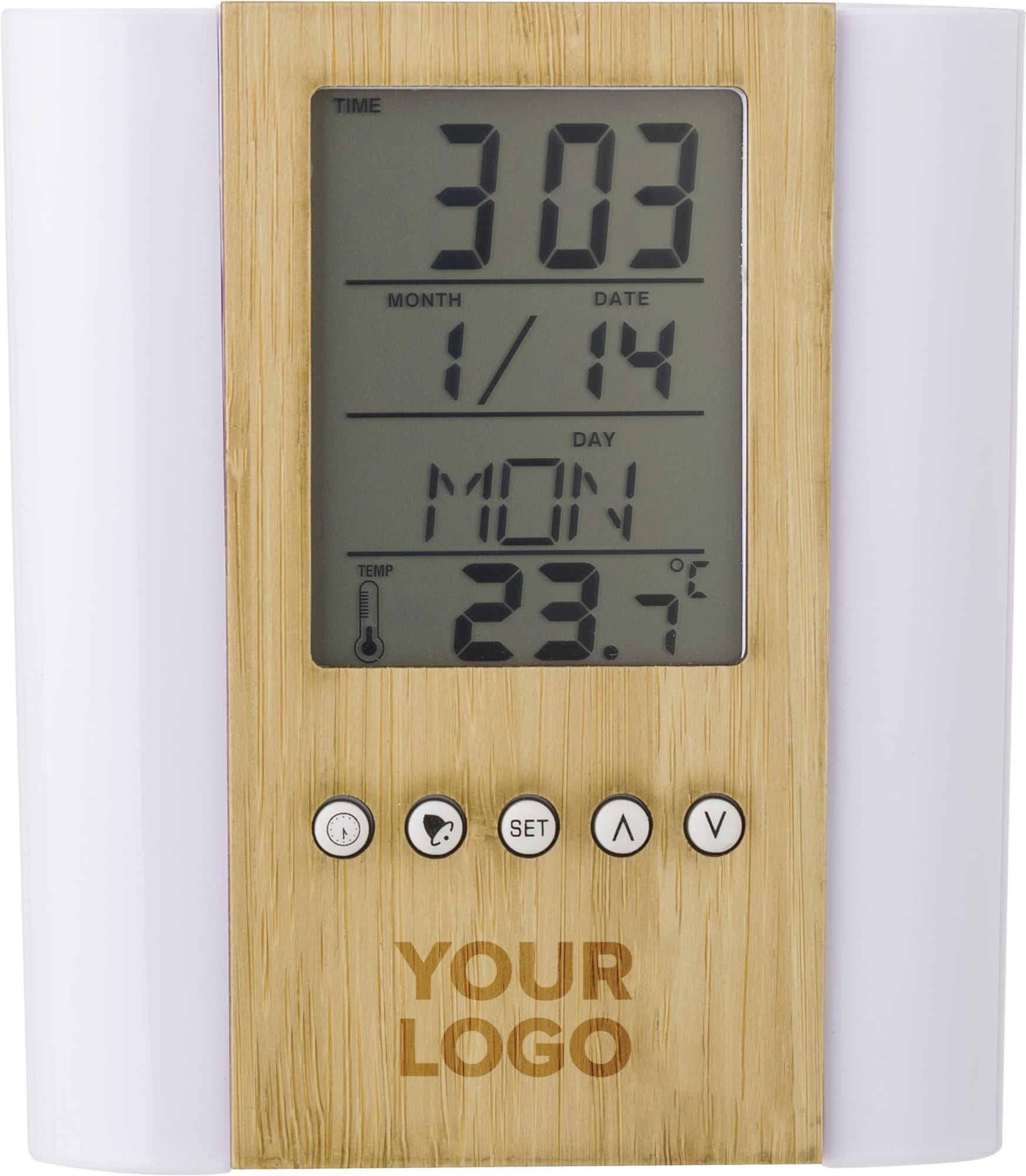 Bamboo penholder with clock