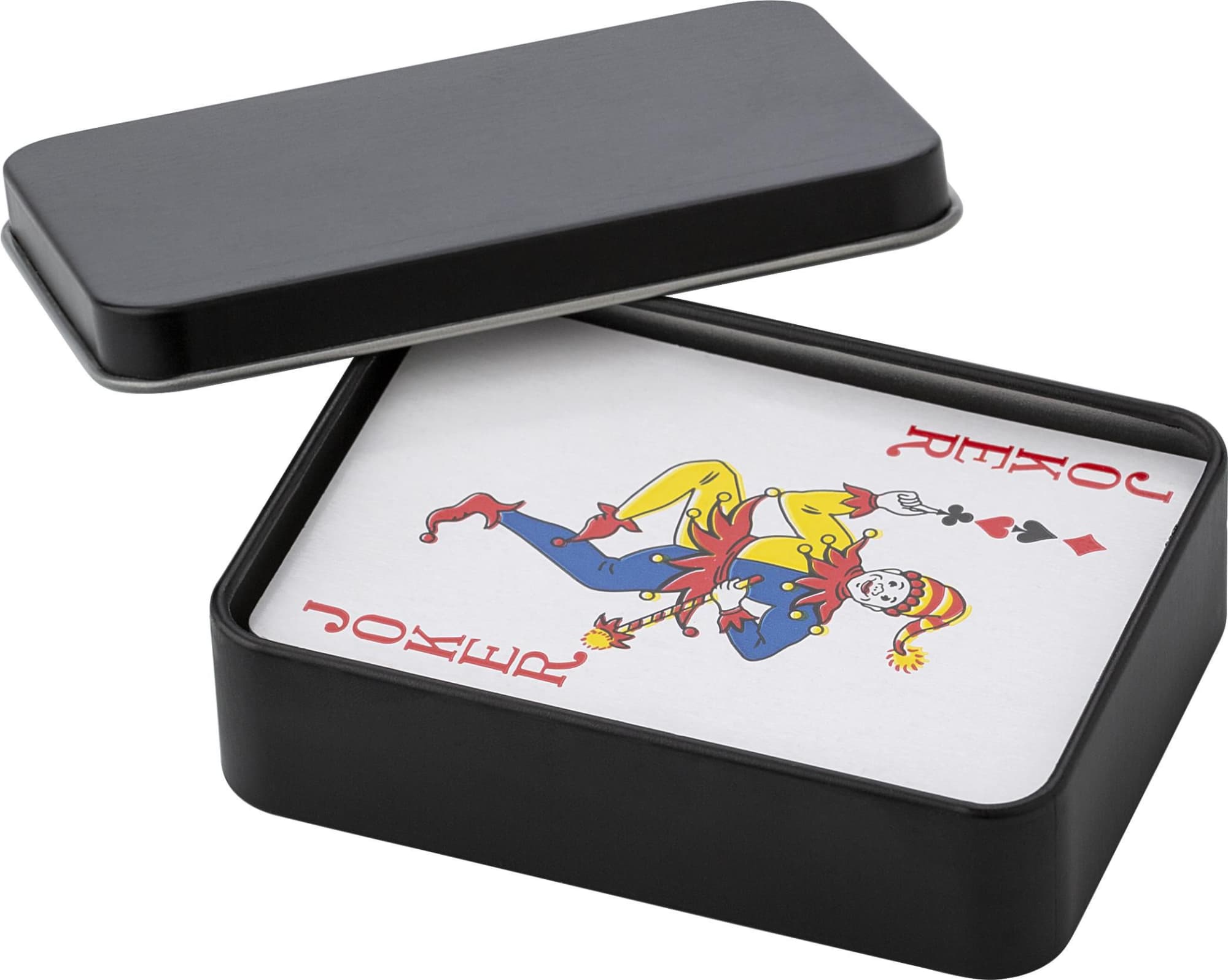 Metal tin with playing cards