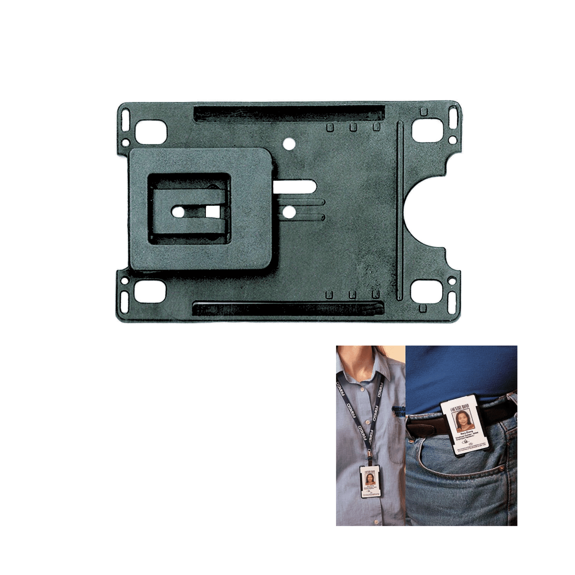 Plastic Rigid Black Card Holder Swivel Hook Clip