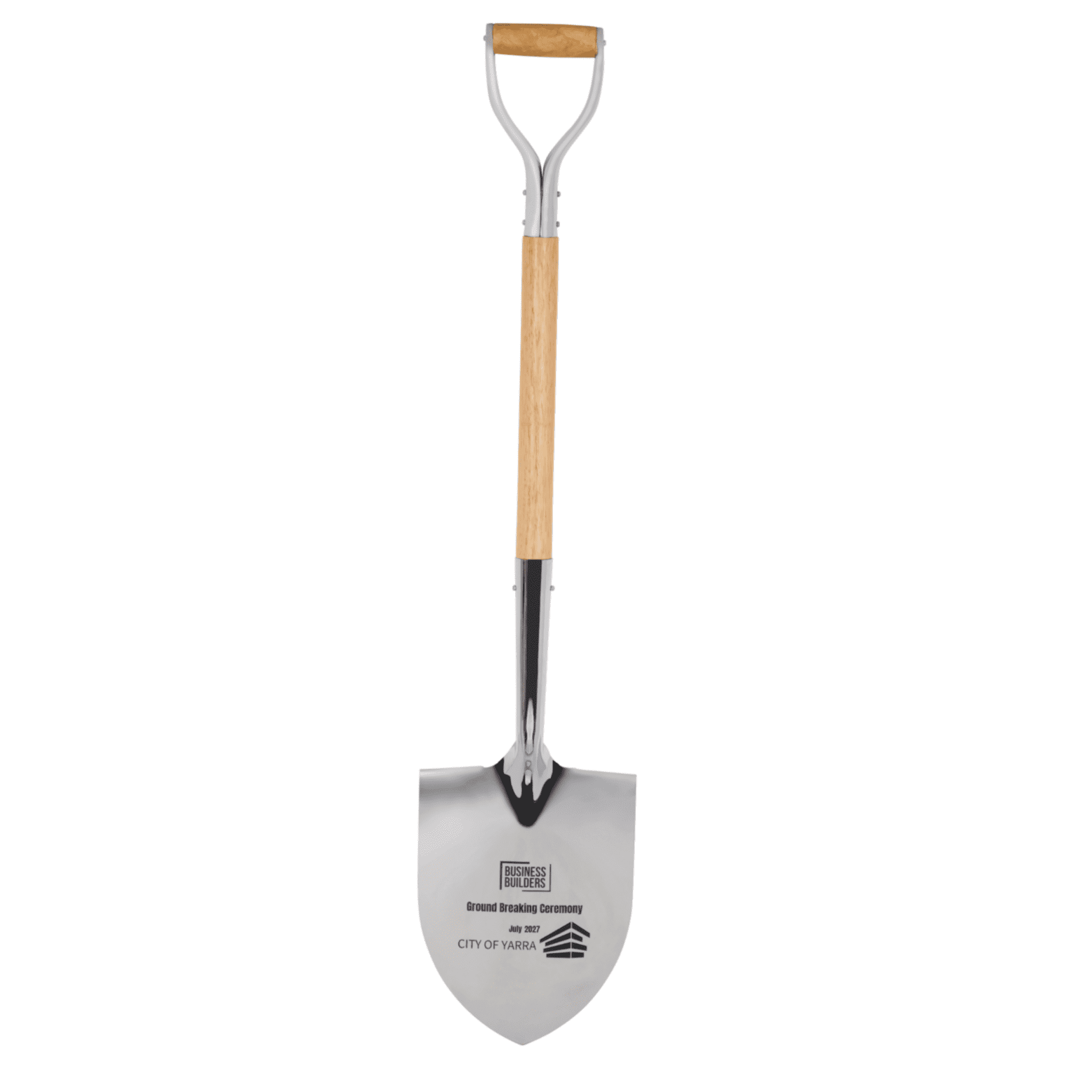 Groundbreaking Ceremonial Shovel Wooden Handle - Chrome