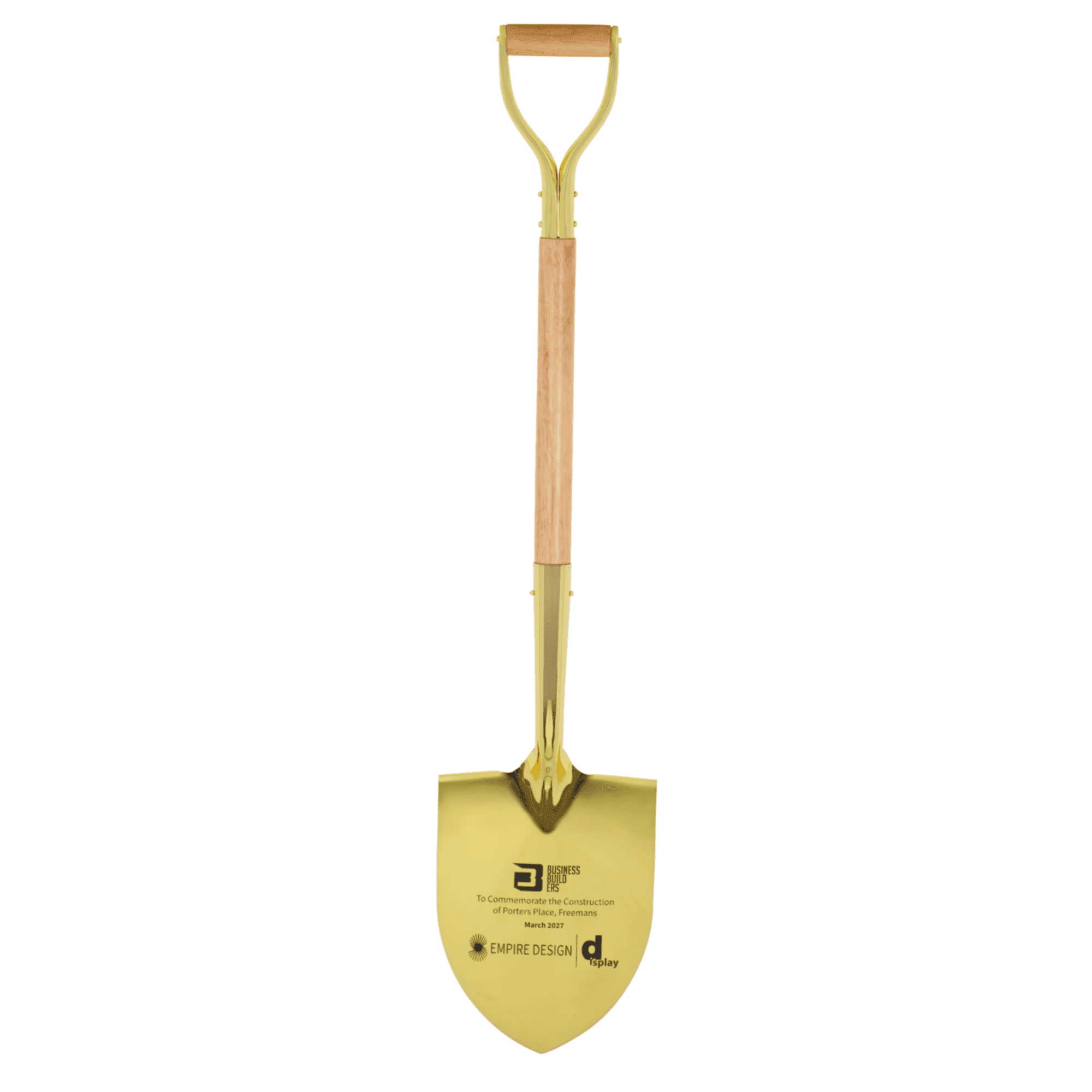 Groundbreaking Ceremonial Shovel Wooden Handle - Gold