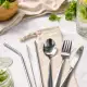 Banquet Stainless Steel Cutlery & Straw Set in Calico Pouch