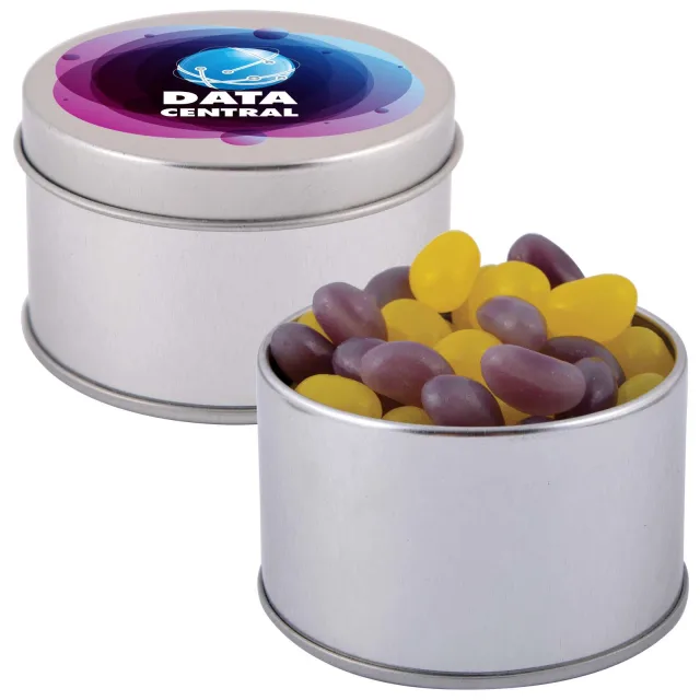 Corporate Colour Mini Jelly Beans in Silver Round Tin - image 1