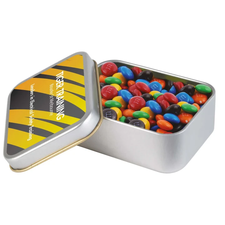 M&M's in Silver Rectangular Tin - image 1