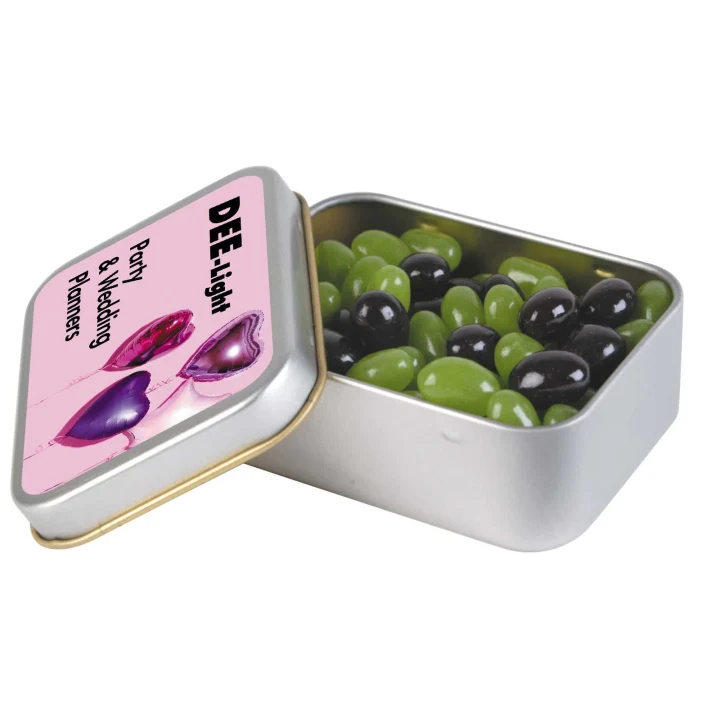 Corporate Colour Mini Jelly Beans in Silver Rectangular Tin - image 1