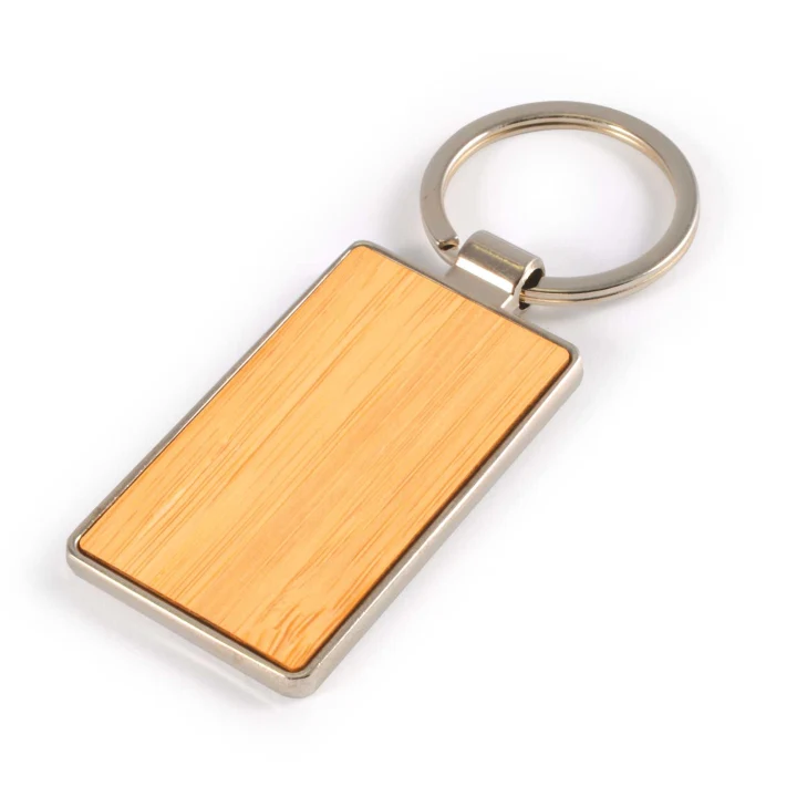 Rectangle Bamboo Zinc Keytag - image 3