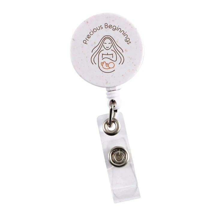 Retractable Badge Holder Wheat Straw - image 1