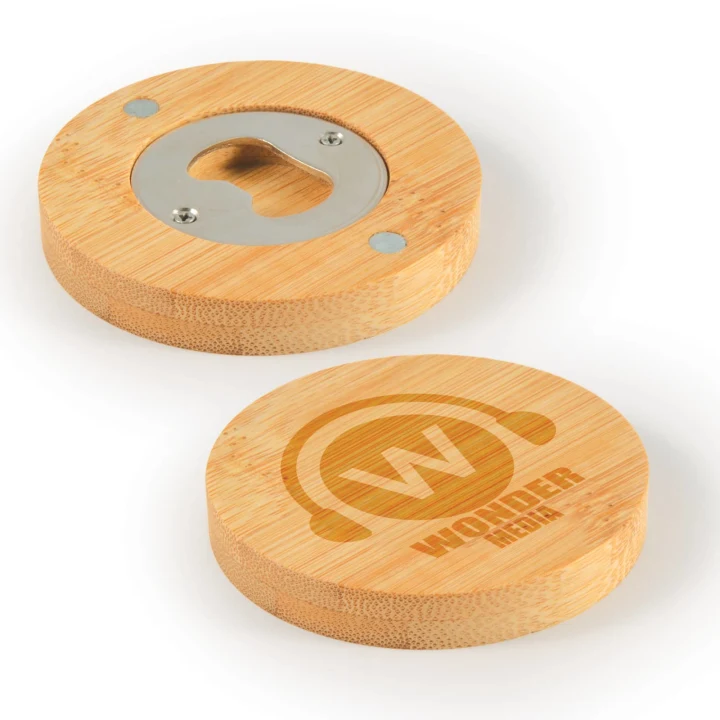 Discus Bamboo Bottle Opener Coaster - image 1
