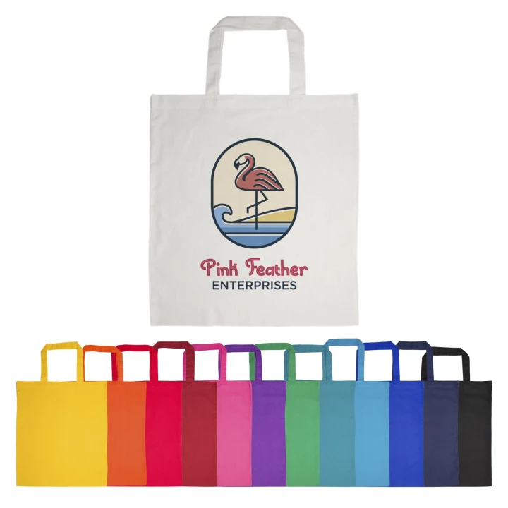 Coloured Cotton Short Handle Tote Bag - image 1