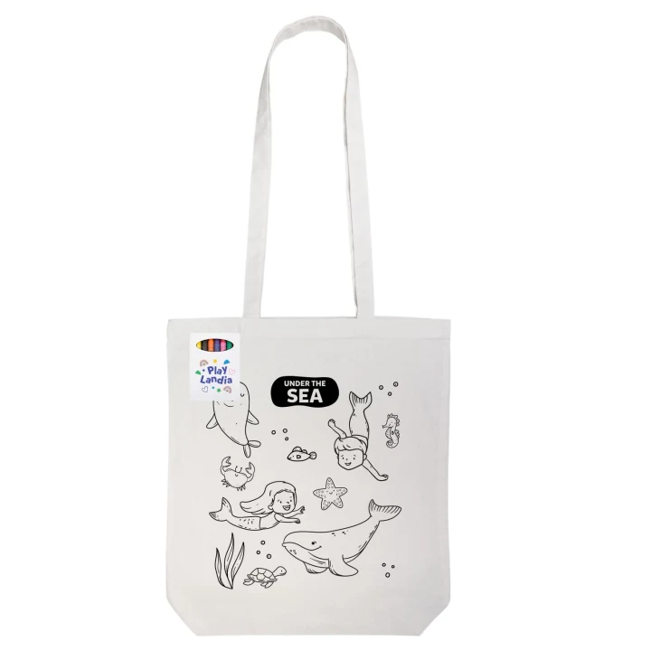Colouring Long Handle Cotton Bag & Crayons - image 1